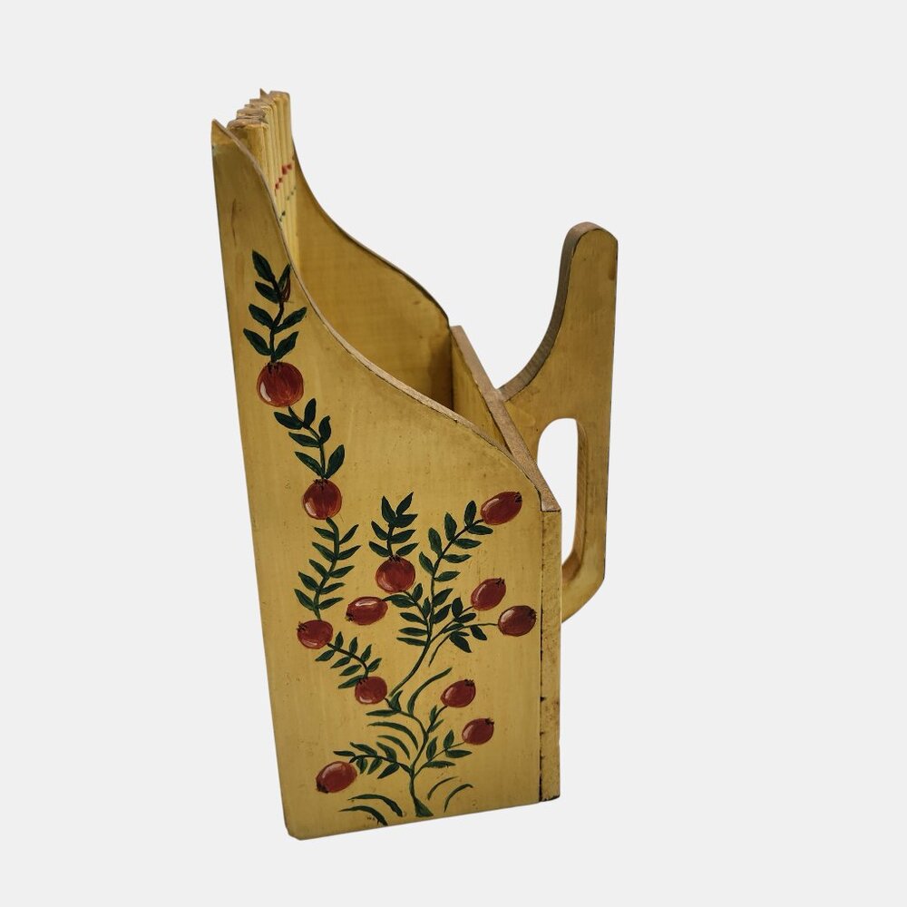 VTG Wood Cranberry Rake Folk-Art Hand-Painted '50s Yellow Red Berries Farmhouse - Picture 8 of 12
